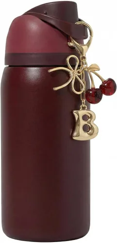 Miniatura 24 de Botella de agua de cereza negra para Owala de 16 onzas, 19 onzas, 24 onzas, 32 onzas, 40 onzas, cereza roja negra con bonitas cerezas y colgante