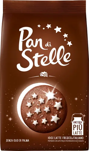 Mulino Bianco Pan di Stelle 12.35oz (350g) - Auténticas galletas italianas de cacao con chocolate y estrellas de azúcar - Perfecto compañero de