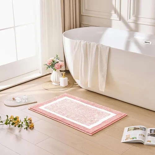 CozeCube Tapetes de baño para baño antideslizantes, alfombras de baño de microfibra absorbente esponjosas lavables, alfombras de baño estéticas,