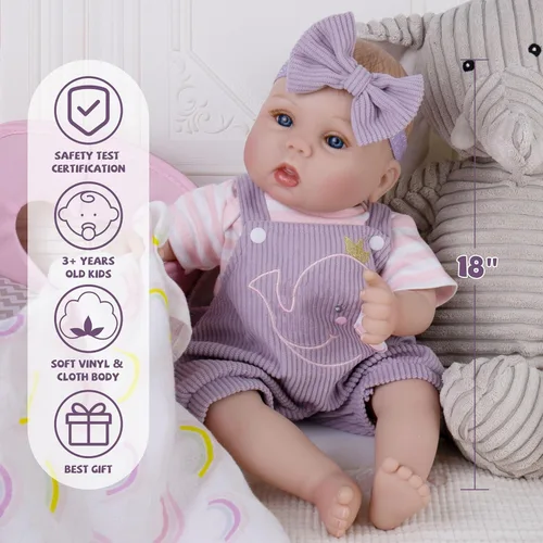 Miniatura 4 de Milidool Muñecas Reborn de bebé realistas para niñas - Muñecas de bebé recién nacidas de 18 pulgadas, cuerpo suave con peso y juguete