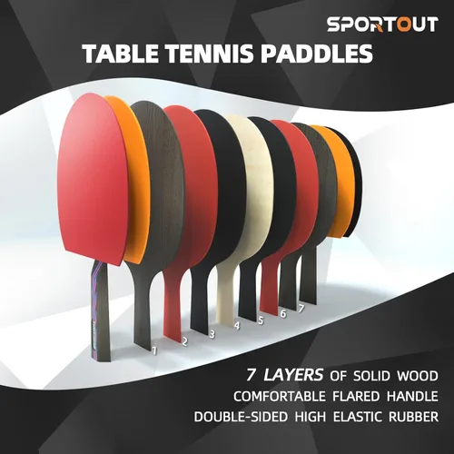 Miniatura 6 de Sportout Juegos de palas de ping pong, remo de tenis de mesa portátil con estuche de almacenamiento, raqueta de tenis de mesa premium