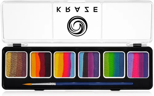 Miniatura 11 de Kraze FX Splash Glam - Paleta metálica de 6 colores para tartas divididas (6 gm) con pincel, activada por agua, hipoalergénica, segura, no tóxica
