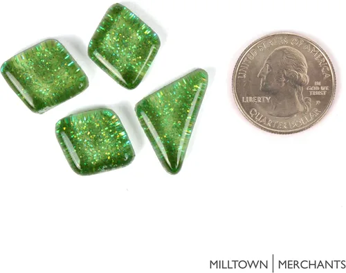 Miniatura 2 de Milltown Merchants™ Azulejos de mosaico con purpurina verde claro, azulejos de mosaico brillantes a granel, surtido de azulejos brillantes de 1