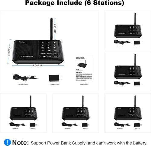Miniatura 7 de Wuloo Intercomunicadores inalámbricos para el hogar, rango de 5280 pies, 10 canales 3 códigos, sistema de intercomunicación inalámbrico para casa