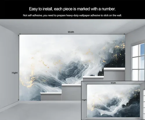 Miniatura 5 de Papel tapiz de mármol, papel tapiz negro y dorado para dormitorio, papel tapiz moderno gris para sala de estar, mural fotográfico de mármol nórdico