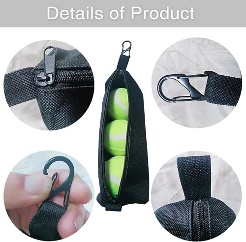 Miniatura 2 de 2 bolsas de pickleball con gancho de metal, bolsa de almacenamiento portátil para pelotas de tenis para mochila, accesorios de remo,