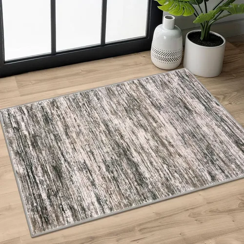 Miniatura 136 de SIILOOM 2 x 3 Alfombra moderna y abstracta para entrada, alfombra neutra azul marino gris multicolor súper suave de área pequeña, alfombras lavables