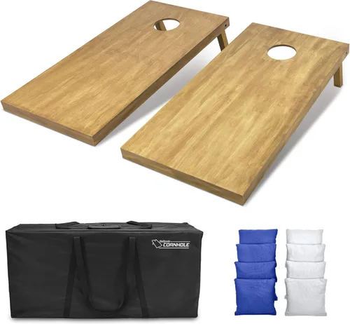 Miniatura 86 de GoSports 4 ft x 2 ft Regulation Size Wooden Cornhole Boards Set with Light Brown Finish - Includes Carrying Case and Bean Bags Negro- gris