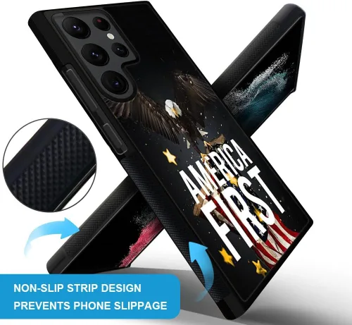 Miniatura 3 de DJSOK Funda para Samsung Galaxy S22 Ultra, diseño de patrón de lujo, a prueba de golpes, funda resistente para hombre y mujer, bandera americana