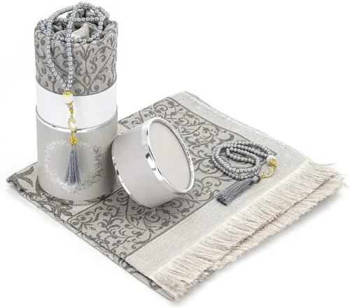 Miniatura 13 de ihvan online Alfombra de oración musulmana y cuentas de oración con caja de regalo cilíndrica de diseño elegante, Janamaz, suave sajadah, juego