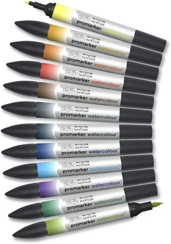 Winsor & Newton ProMarker - Juego de marcadores de acuarela, 12 unidades, tonos de paisaje