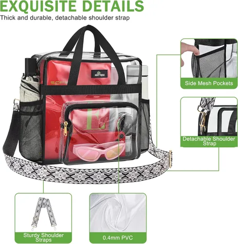 Miniatura 87 de MAY TREE Bolsa transparente para eventos en estadios de 12 x 6 x 12 pulgadas, bolsa de almuerzo transparente con correas reforzadas para trabajo
