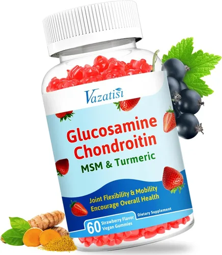 Miniatura 9 de Paquete de 2 gomitas de glucosamina y condroitina, glucosamina condroitina con MSM, saúco, cúrcuma, suplemento de apoyo articular para adultos