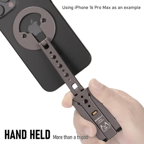 Miniatura 6 de Trípode magnético ultracompacto para iPhone Diseño de gancho plegable, 20 imanes N52, zapata fría y tornillo de 1/4 pulgadas, soporte