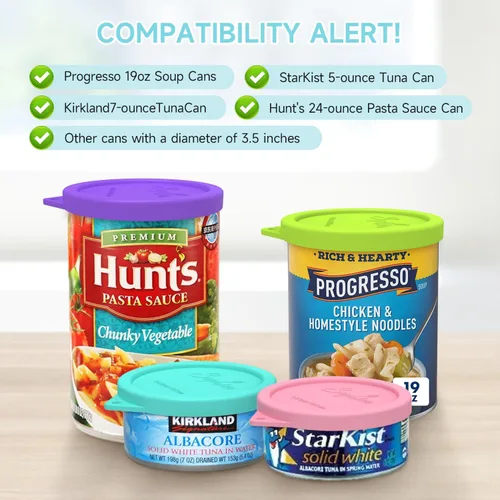 Miniatura 2 de 4 tapas de silicona para latas de 3.4 pulgadas para Hunt's Starkist Kirkland Progresso Can, cubierta de sellado hermético para conservas