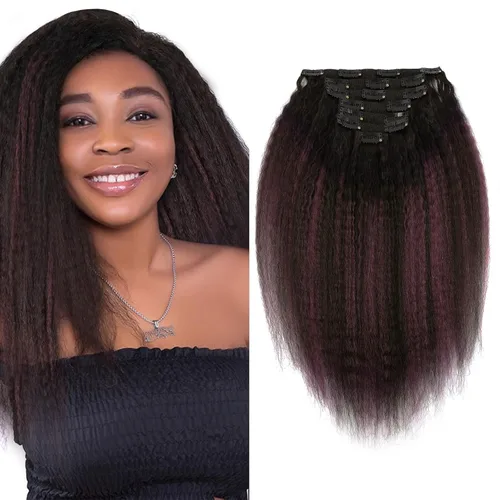 Miniatura 18 de ABH AMAZINGBEAUTY HAIR Extensiones de cabello lacio rizado con clip para mujeres negras, color natural, extensiones de cabello humano virgen