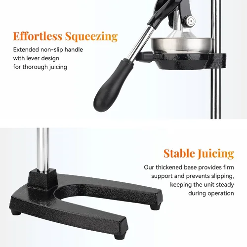 Miniatura 6 de NCUE Exprimidor de hierro fundido, exprimidor manual de alta resistencia, exprimidor de cítricos para limones, naranjas, granadas, pomelos y otras