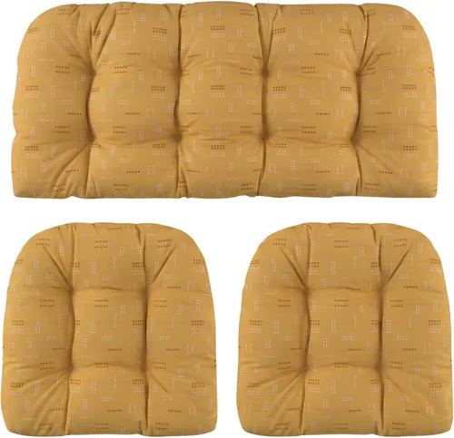 Miniatura 45 de RSH DECOR: Sunbrella - Juego de 3 cojines de mimbre copetudos 41 x 19 pulgadas y 19 x 19 pulgadas Fabricado con tela de rendimiento Sunbrella