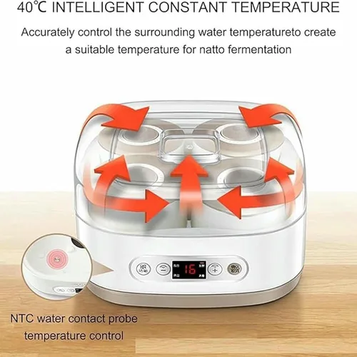 Miniatura 3 de Máquina de fermentación de NATTO, tanque de fermentación eléctrico de yogur Natto de 1.5L, Máquina de fermentación de Natto con 4 envases