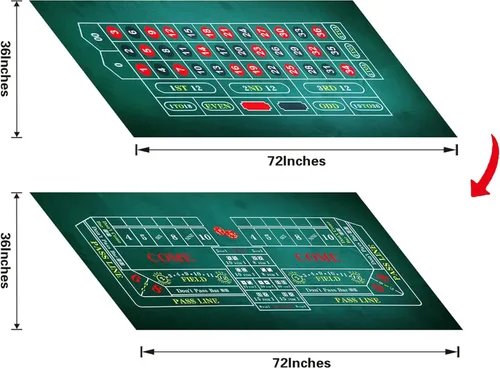 Miniatura 5 de Alfombrilla de fieltro 2 en 1 para juegos de casino, diseño de ruleta y dados de doble cara, mantel profesional para noche de casino en casa