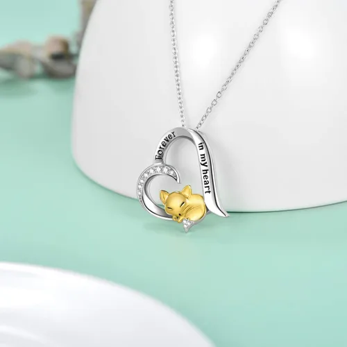 Miniatura 3 de LONAGO Collar de zorro con colgante de corazón de zorro, regalo para mujer