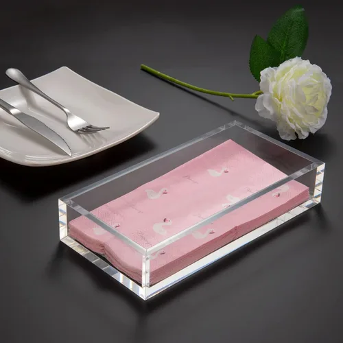 Miniatura 6 de HIIMIEI Servilletero de acrílico, soporte para toallas de invitados de acrílico de 0.315 in de grosor, soporte para servilletas de cóctel de mesa
