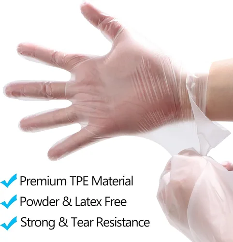 Miniatura 3 de Meekear 200 PCS Food Prep Disposable Gloves, TPE Clear Latex-Free Food Safe Cleaning Gloves, BPA Free, Powder Free, Oil Tight