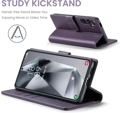 Miniatura 4 de FLIPALM Funda con cartera para Samsung Galaxy S25 FE, soporte para tarjeta de crédito con bloqueo RFID, cubierta protectora a prueba de golpes