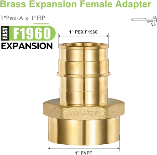 Miniatura 2 de Paquete de 2 adaptadores Pex-A hembra, 1 pulgada hembra NPT a 1 pulgada PEX-A latón expansión PEX-A accesorios PEX-A, latón sin plomo NSF/ANSI 61