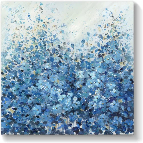 Miniatura 9 de TAR TAR STUDIO Lienzo abstracto de flores azules para pared, 12 x 12 pulgadas, impresión sin marco, decoración botánica para dormitorio, sala