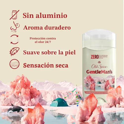 Miniatura 2 de Old Spice GentleMan's - Desodorante de tacto seco sin aluminio para hombres, frescura duradera 24/7, suave para la piel con acondicionadores