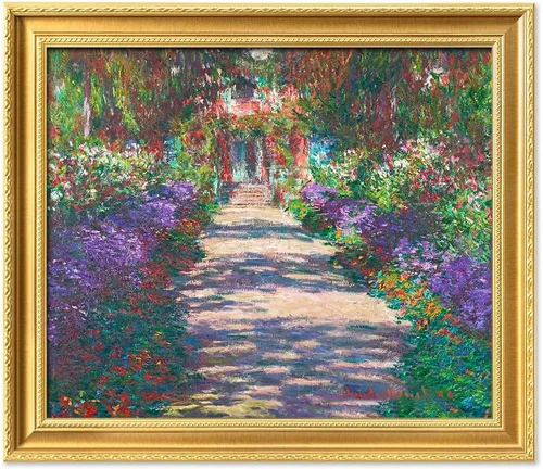 Miniatura 49 de IPIC - Reproducción artística de los lirios de agua de Claude Monet 1906, impresiones giclée coinciden con el marco dorado clásico, arte de pared