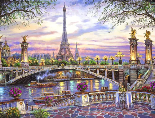 Miniatura 10 de LANDFAIR Kits de pintura de diamantes, 15 x 20 pulgadas, redondo de taladro completo Flower Shop de París, kits de arte de diamantes para adultos