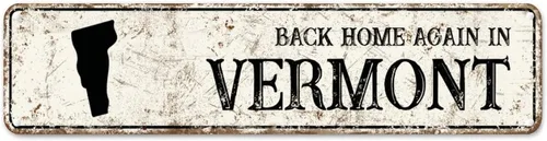 Letrero de metal rústico de Vermont, letrero de calle personalizado para casa de nuevo en Vermont, arte de pared de metal dulce decoración del hogar