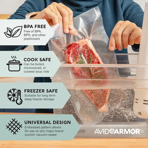 Miniatura 3 de Avid Armor Rollos de sellado al vacío, bolsas de sellado al vacío para almacenamiento de alimentos, bolsas selladoras al vacío para congelador