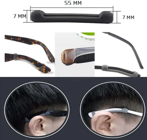 Miniatura 3 de 2 pares de almohadillas de silicona para los oídos, puntas de brazo de patillas suaves, almohadillas de gancho para las orejas, color negro