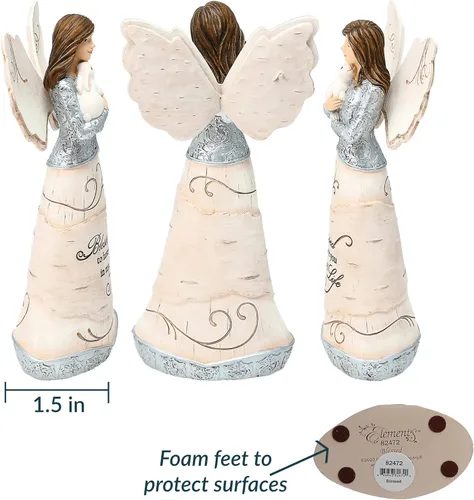 Miniatura 60 de Pavilion Gift Company 82433 Bless This Home - Figura de ángel ébano de 6 pulgadas, color crema