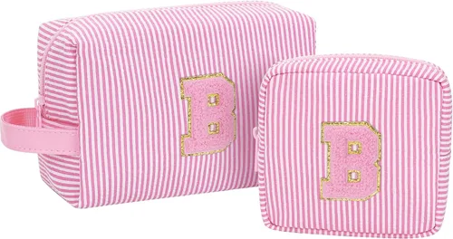 Miniatura 27 de MONSTINA Cesta de Pascua para adolescentes, bolsa de maquillaje con inicial, bolsa de cosméticos personalizada para niñas y mujeres, bonita bolsa