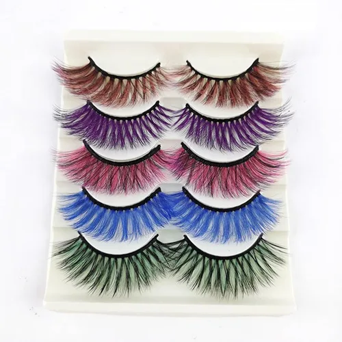 Pestañas de colores para Halloween, Pascua, imitación de visón, pestañas postizas con color largas y dramáticas para fiesta, pestañas postizas para