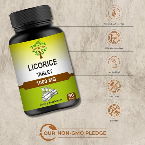 Miniatura 7 de Tabletas de regaliz 90 comprimidos, 1000 mg Suministro de 45 días Suplementos veganos Regaliz 100% natural Regaliz de India