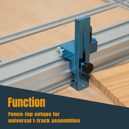 Miniatura 5 de POWERTEC Tope abatible ajustable de 1 a 3-1/2 pulgadas, tope de pista en T de base curva pendiente de patente para sierra ingletadora, sierra