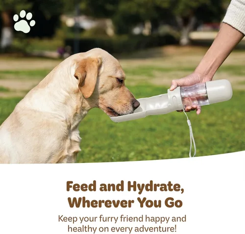 Miniatura 5 de Desired Things Dispensador Portátil de Comida y Agua para Mascotas, 2 en 1 Botella de Agua para Gatos y Perros Pequeños y Contenedor de Comida