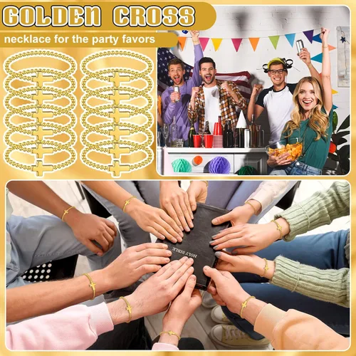 Miniatura 6 de Cross Bracelets for Women Christian Bracelets Bulk Beaded Religious Gifts Jesus Faith Bracelet Stretch Stackable Church Jewelry Gift Communion Dorado