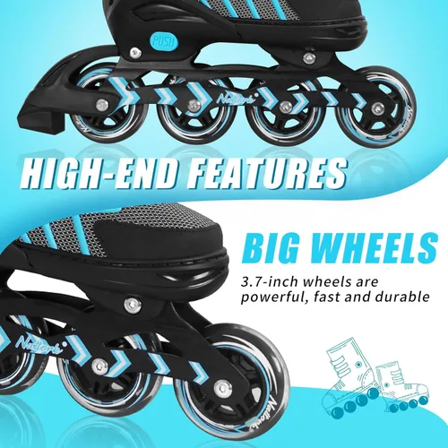 Miniatura 4 de Patines en línea Nattork ajustables para adultos y adolescentes, patines con cuchillas para interior y exterior para niños, principiantes Verde
