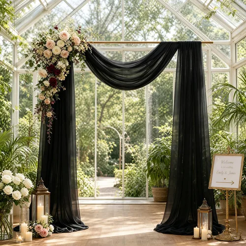 Miniatura 7 de 1 panel de 20 pies para arco de boda, tela transparente azul bebé para drapear, cortinas de gasa para arcos de boda, cortinas azul claro, cortinas