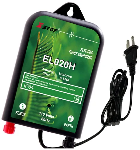 Cargador eléctrico para valla XSTOP EL020H 3.1 millas de baja impedancia de potencia eléctrica de salida 8500 V 0.2 julios mejor para perros,