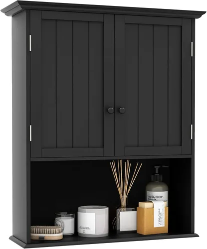 Gabinetes de medicina de montaje en pared de 28 pulgadas de alto x 23.5 pulgadas de ancho con estante ajustable y 2 puertas para baño y sala de estar