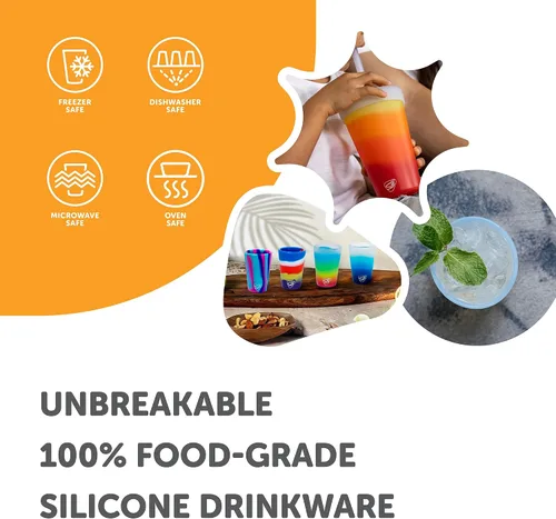 Miniatura 4 de Silipint Vaso de pinta de silicona de 16 oz – Vaso reutilizable irrompible sin BPA de silicona – Apto para lavavajillas, microondas y congelador