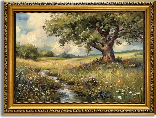 Miniatura 48 de YD&YZY Arte de pared de rana divertida para baño con marco dorado, lienzo de rana en el inodoro leyendo periódico, decoración de pared, pintura
