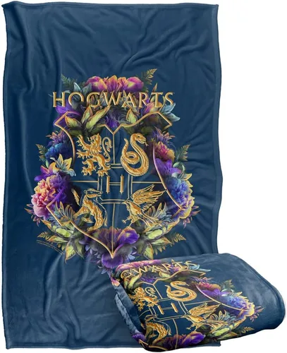 Miniatura 9 de Harry Potter Hogwarts - Manta con diseño floral verde y dorado con diseño de cresta sedosa al tacto, súper suave, 36 x 58 pulgadas, diseño floral